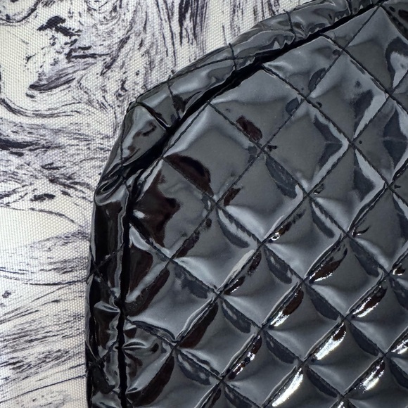 MZ Wallace Black Laquer Quilted Crosby Crossbody Sling  Bag Gold Accent - Picture 8 of 12